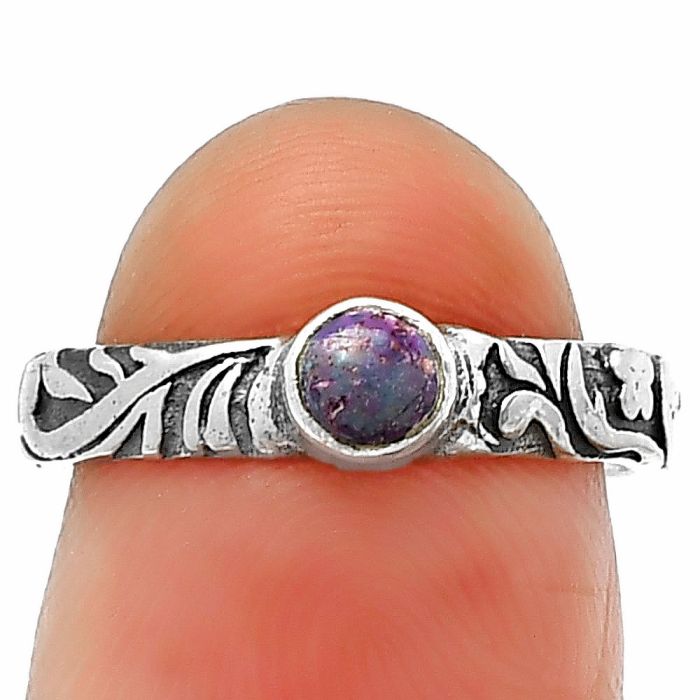 Kingman Purple Dahlia Turquoise Ring Size-6 SDR211191 R-1042, 4x4 mm