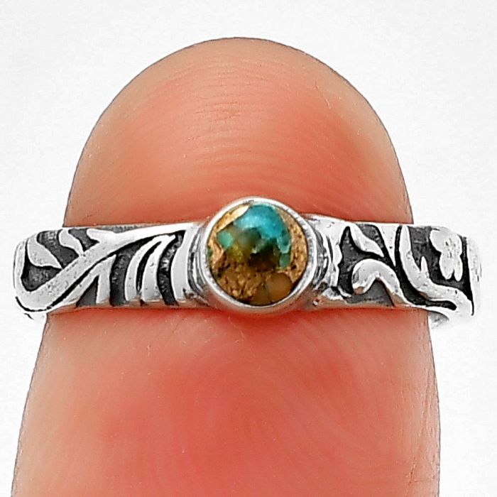Copper Blue Turquoise Ring Size-6 SDR211192 R-1042, 4x4 mm