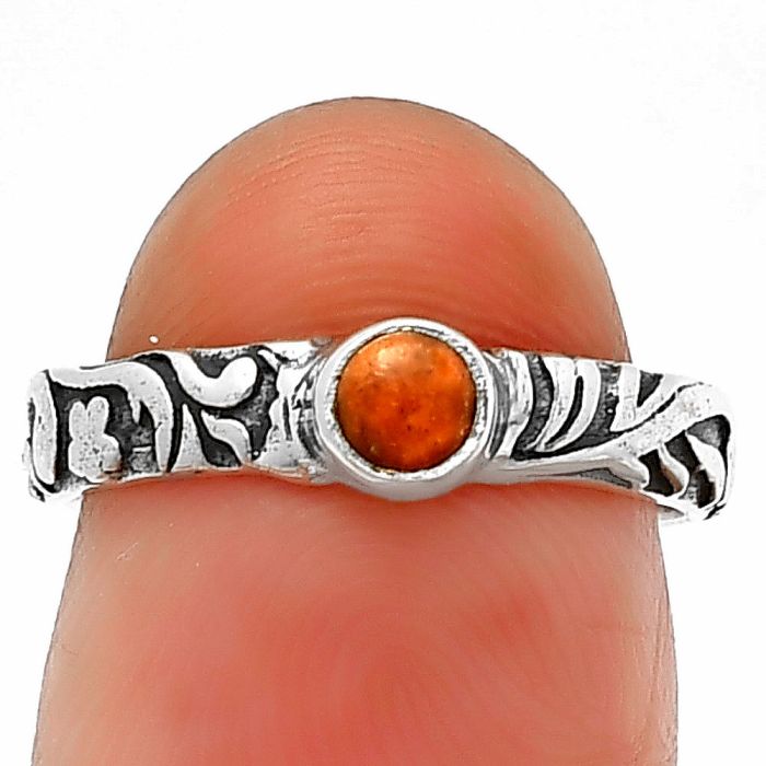 Red Sponge Coral Ring Size-6 SDR211194 R-1042, 4x4 mm