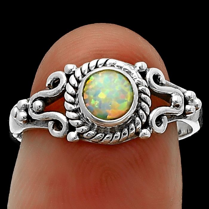 Fire Opal Ring size-7 SDR211241 R-1345, 5x5 mm