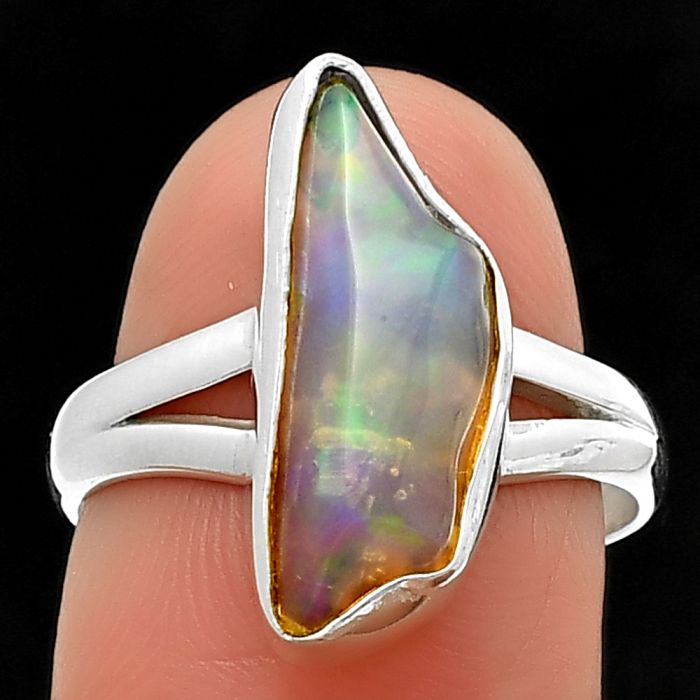 Ethiopian Opal Rough Ring size-7 SDR211417 R-1002, 7x18 mm