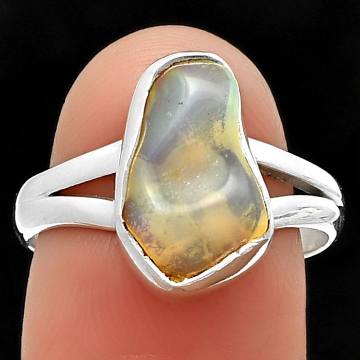 Ethiopian Opal Rough Ring size-8 SDR211419 R-1002, 8x14 mm