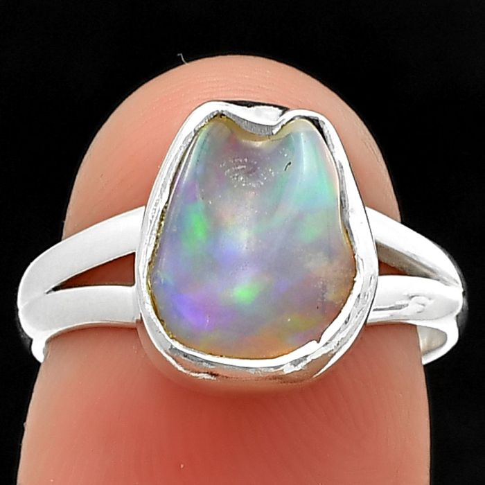 Ethiopian Opal Rough Ring size-6.5 SDR211420 R-1002, 9x11 mm