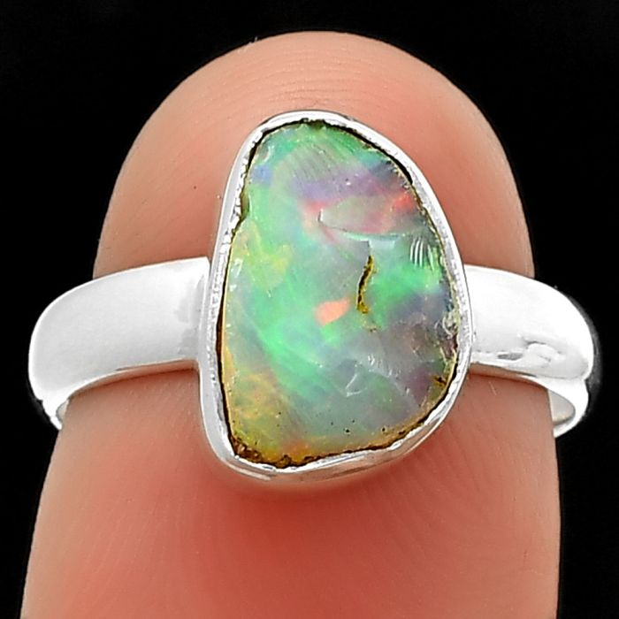 Ethiopian Opal Rough Ring size-6.5 SDR211421 R-1001, 8x12 mm