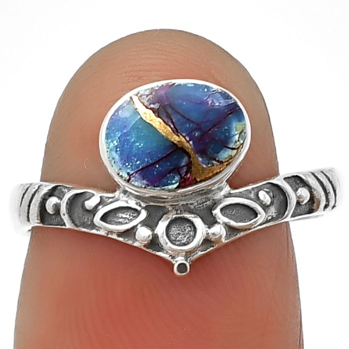 Kingman Pink Dahlia Turquoise Ring size-7.5 SDR211477 R-1046, 6x8 mm