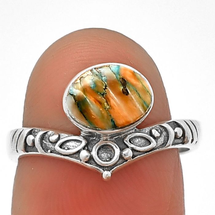 Spiny Oyster Turquoise Ring size-7 SDR211517 R-1046, 6x8 mm