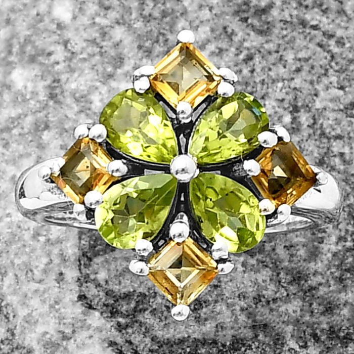 Peridot and Citrine Ring size-7 SDR211537 R-1021, 6x4 mm