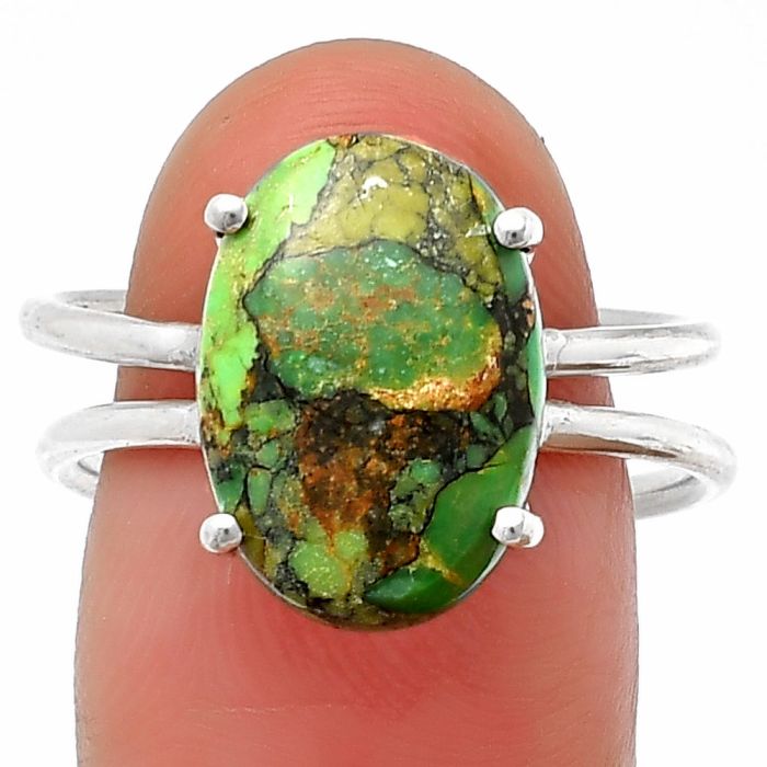 Green Matrix Turquoise Ring Size-8.5 SDR211621 R-1019, 10x15 mm