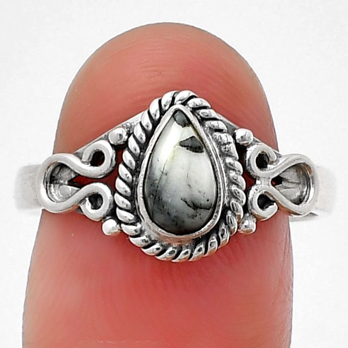 Pinolith Stone Ring Size-8.5 SDR212192 R-1345, 5x8 mm