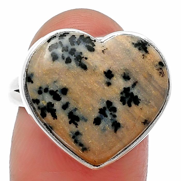 Valentine Gift Heart Russian Honey Dendrite Opal Ring Size-7 SDR212303 R-1073, 17x18 mm
