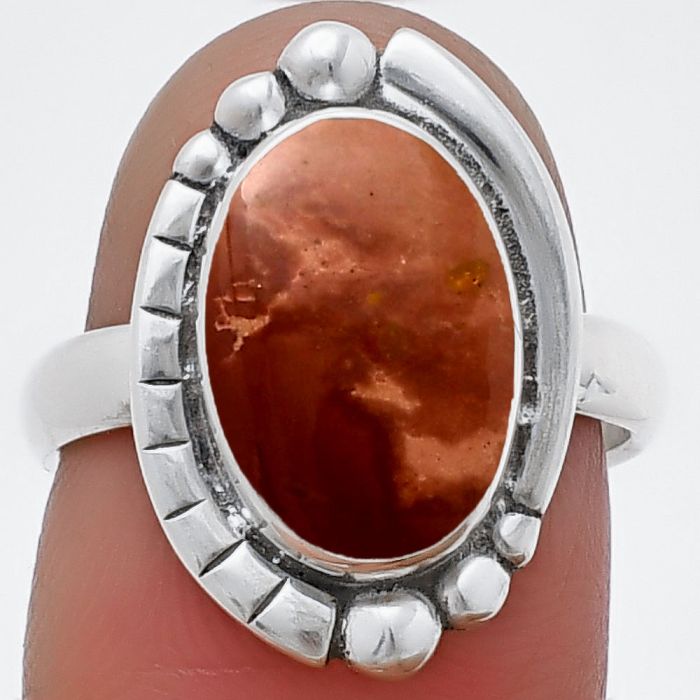 Red Mookaite Ring Size-7 SDR212930 R-1407, 9x13 mm