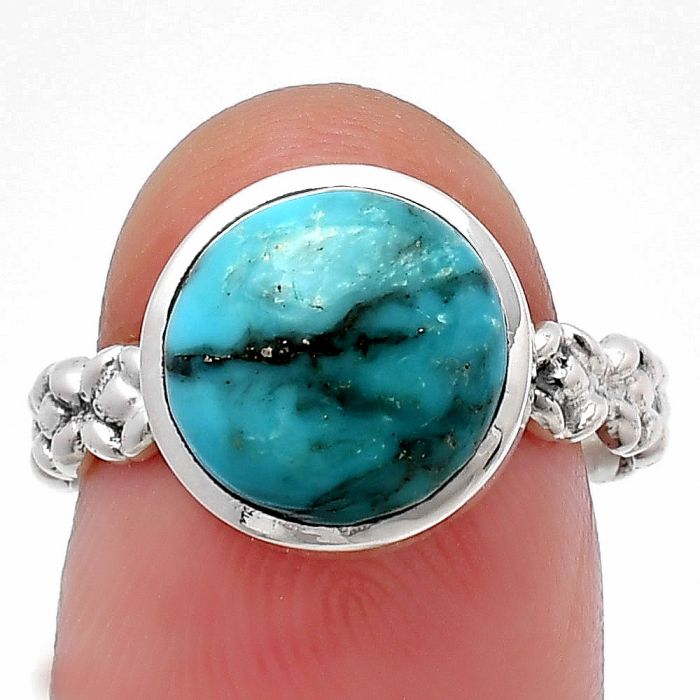 Natural Turquoise Morenci Mine Ring Size-7.5 SDR213542 R-1063, 10x10 mm