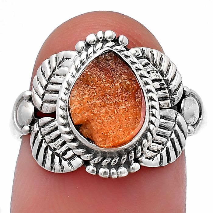 Sunstone Rough Ring Size-7.5 SDR213694 R-1387, 7x9 mm