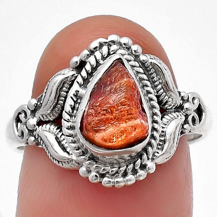 Sunstone Rough Ring Size-8.5 SDR213780 R-1286, 6x9 mm