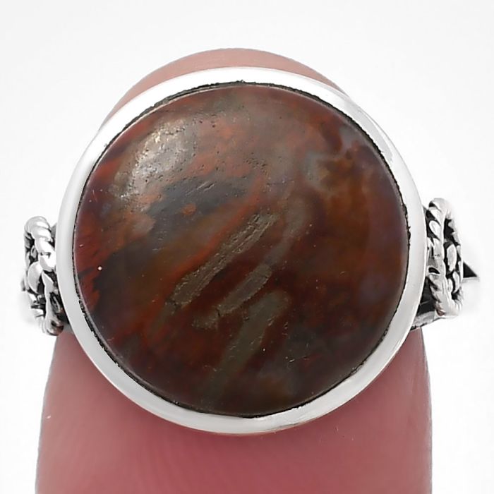 Red Moss Agate Ring Size-8.5 SDR214616 R-1062, 14x14 mm