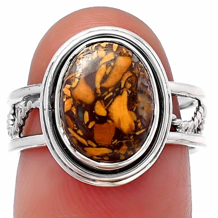Coquina Fossil Jasper Ring size-7 SDR215281 R-1255, 9x12 mm