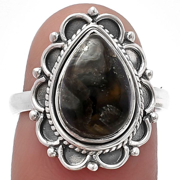 Tube Agate Ring size-7 SDR215453 R-1256, 8x12 mm