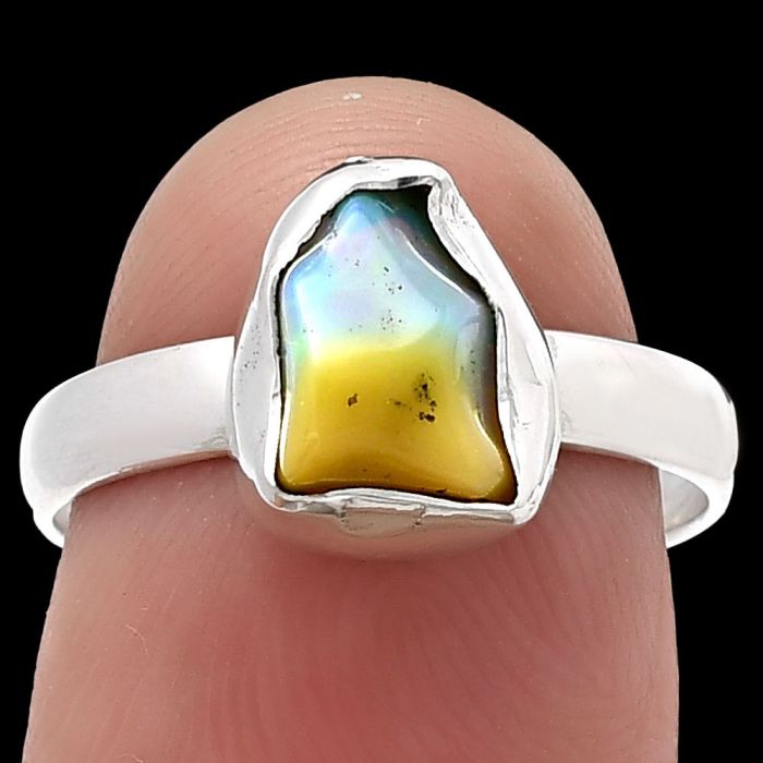 Ethiopian Opal Rough Ring size-7 SDR215526 R-1001, 7x9 mm