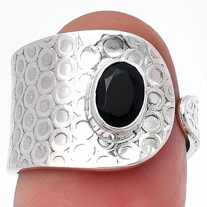 Adjustable - Black Onyx Ring size-7 SDR216047 R-1319, 5x7 mm
