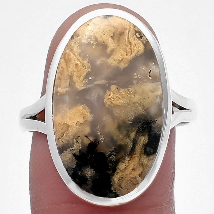 Rose Plume Agate Ring size-9.5 SDR216538 R-1002, 12x21 mm