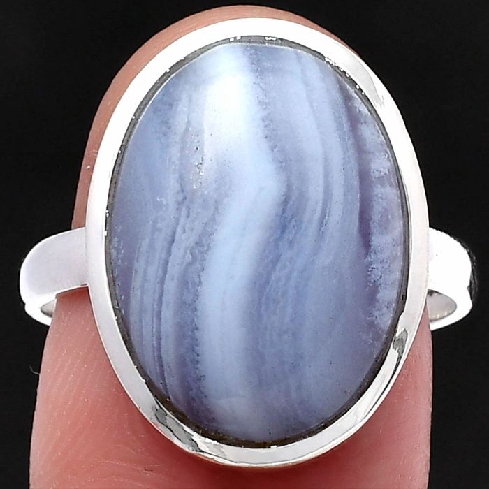Blue Lace Agate Ring size-8.5 SDR216628 R-1004, 12x17 mm