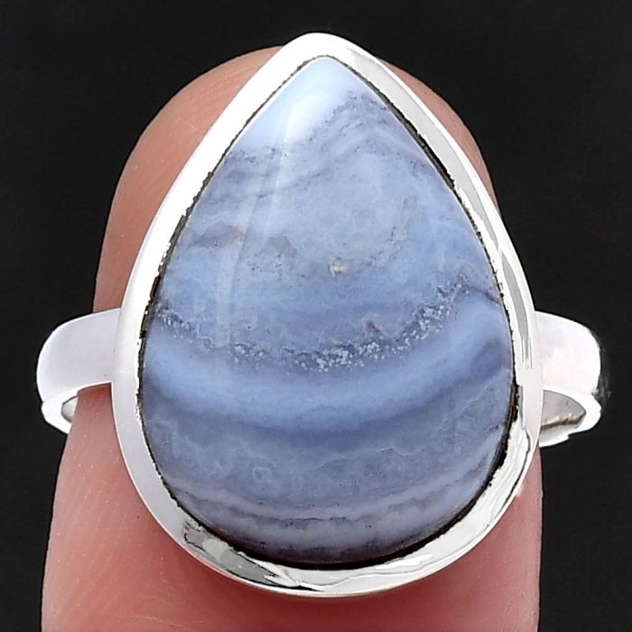Blue Lace Agate Ring size-8.5 SDR216651 R-1004, 13x18 mm