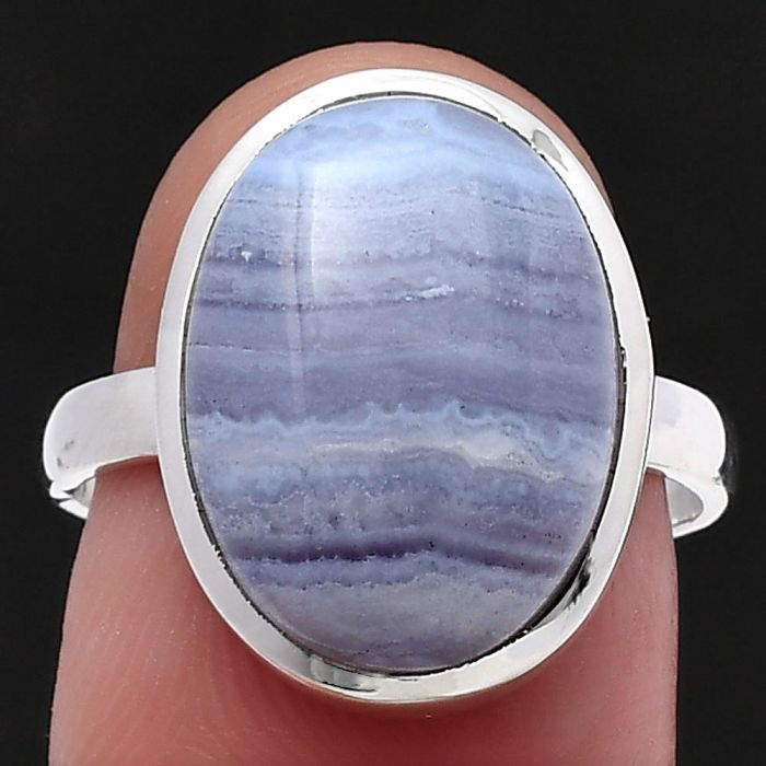 Blue Lace Agate Ring size-7.5 SDR216656 R-1004, 12x16 mm