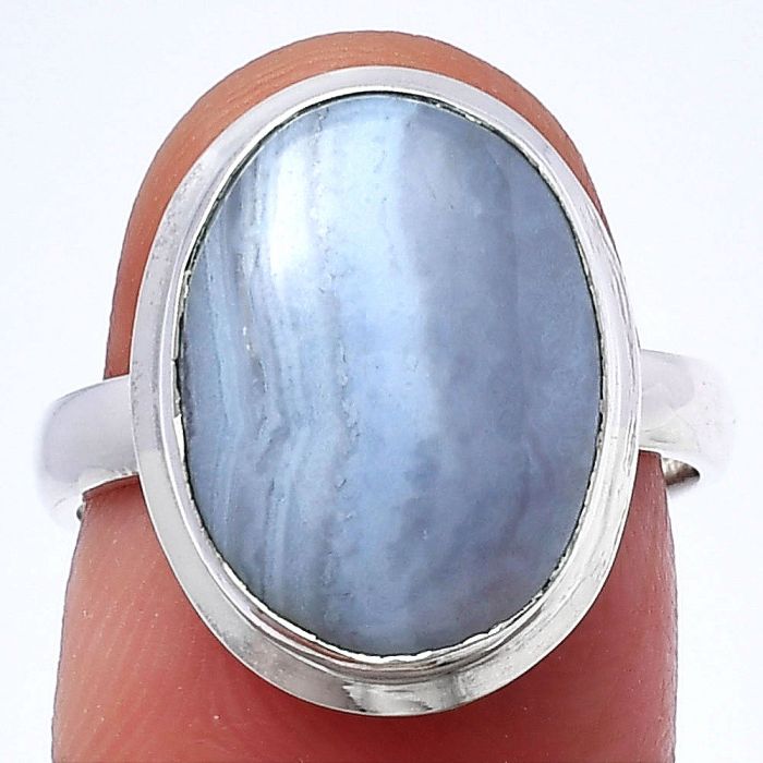 Blue Lace Agate Ring size-7 SDR216777 R-1007, 12x16 mm