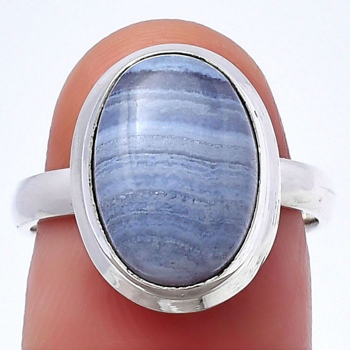 Blue Lace Agate Ring size-7 SDR216787 R-1007, 10x14 mm