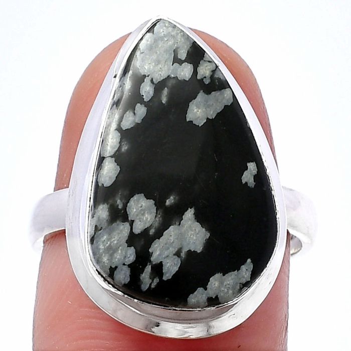 Snow Flake Obsidian Ring size-7 SDR216829 R-1007, 12x19 mm