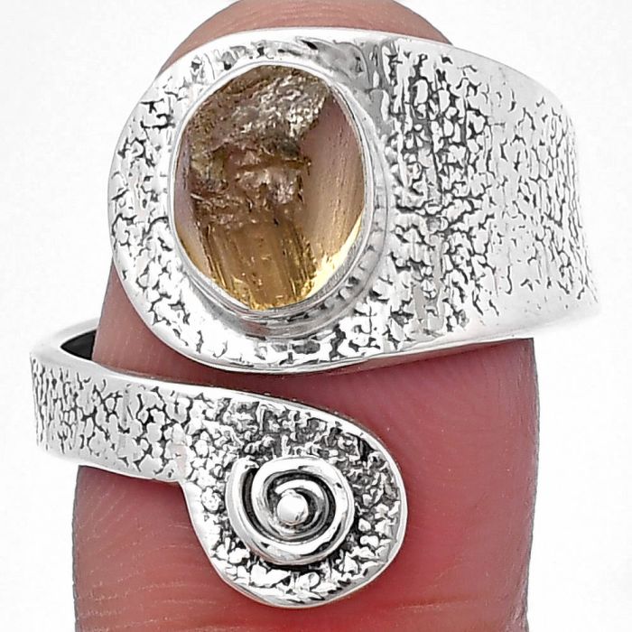 Adjustable - Yellow Scapolite Rough Ring size-9 SDR216960 R-1374, 7x9 mm