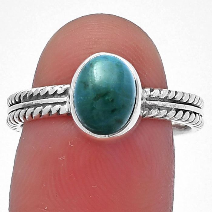 Azurite Chrysocolla Ring size-8 SDR217251 R-1260, 6x8 mm