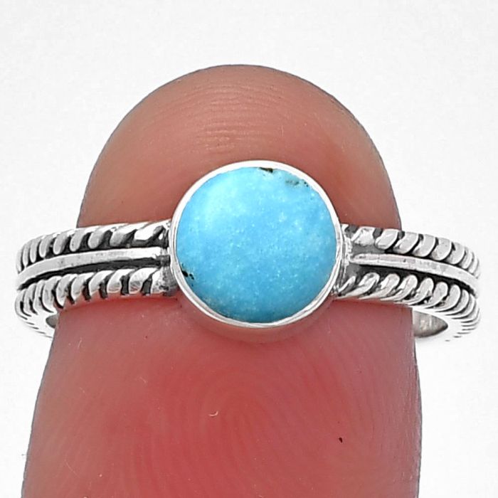 Natural Rare Turquoise Nevada Aztec Mt Ring size-7.5 SDR217261 R-1260, 7x7 mm