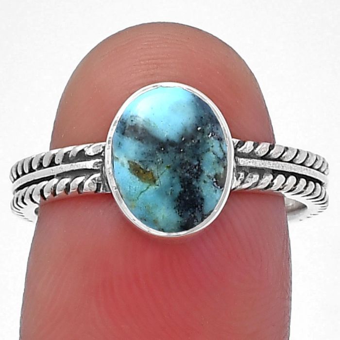 Natural Turquoise Morenci Mine Ring size-7 SDR217273 R-1260, 7x9 mm