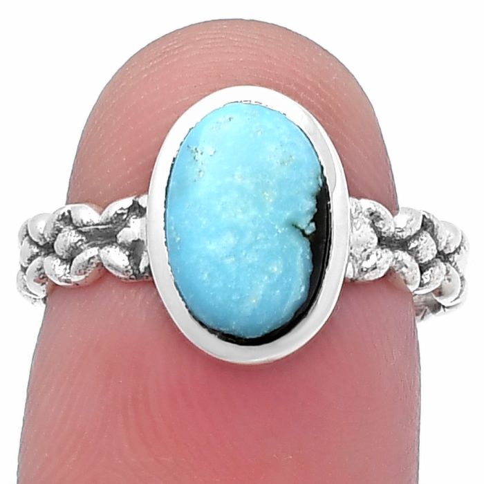 Natural Rare Turquoise Nevada Aztec Mt Ring size-7 SDR217403 R-1063, 7x10 mm