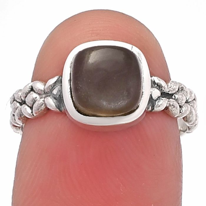 Gray Moonstone Ring size-7 SDR217582 R-1063, 7x7 mm