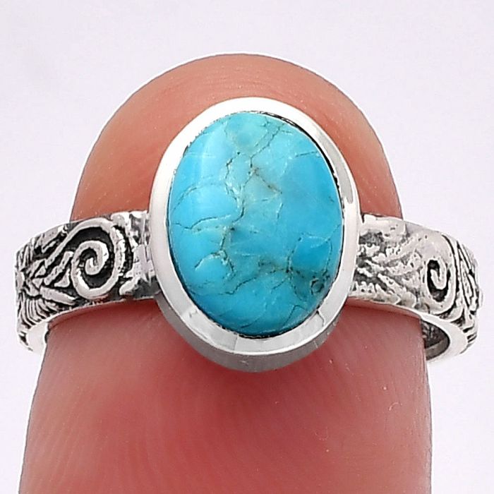 Natural Rare Turquoise Nevada Aztec Mt Ring size-7 SDR217633 R-1061, 7x9 mm