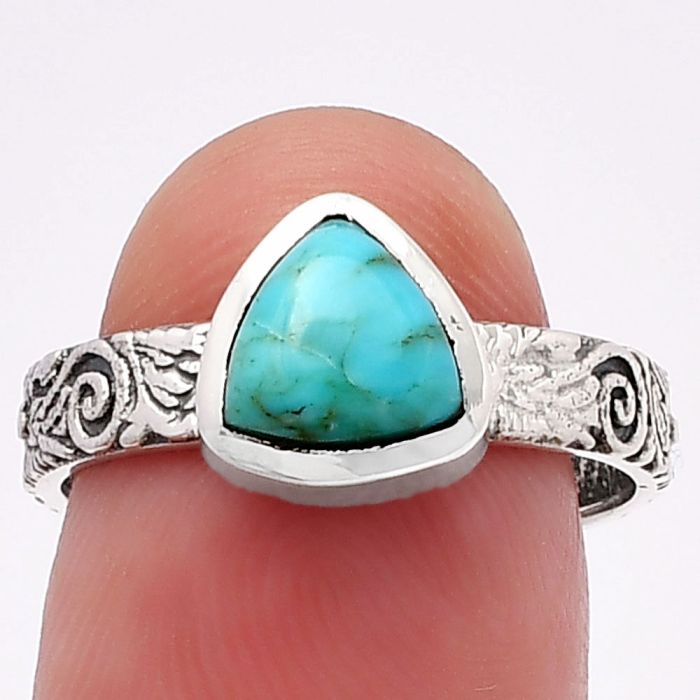 Natural Turquoise Morenci Mine Ring size-8 SDR217655 R-1061, 7x7 mm