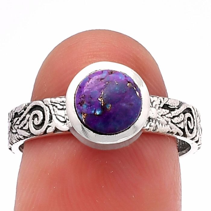 Copper Purple Turquoise Ring size-8 SDR217686 R-1061, 6x6 mm