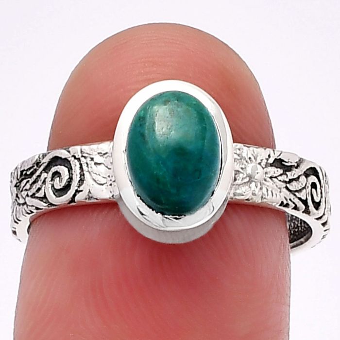 Azurite Chrysocolla Ring size-8 SDR217750 R-1061, 6x8 mm