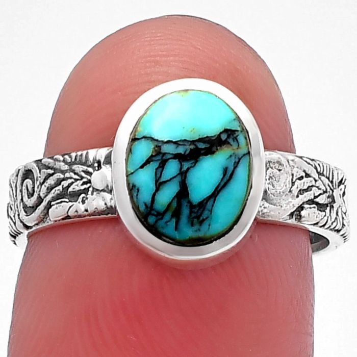 Lucky Charm Tibetan Turquoise Ring size-7 SDR217852 R-1061, 7x9 mm
