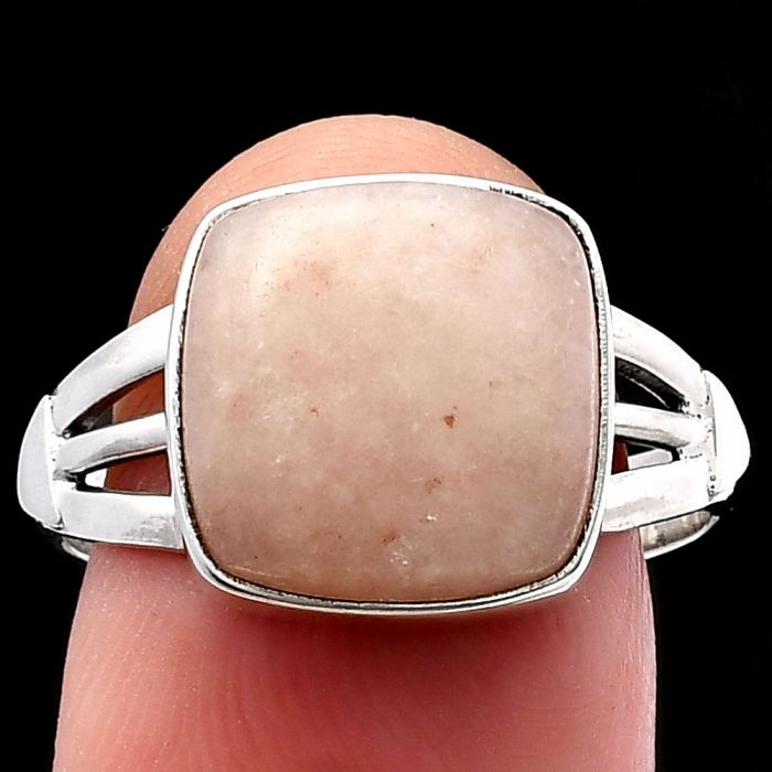 Pink Scolecite Ring size-9 SDR217914 R-1535, 12x12 mm