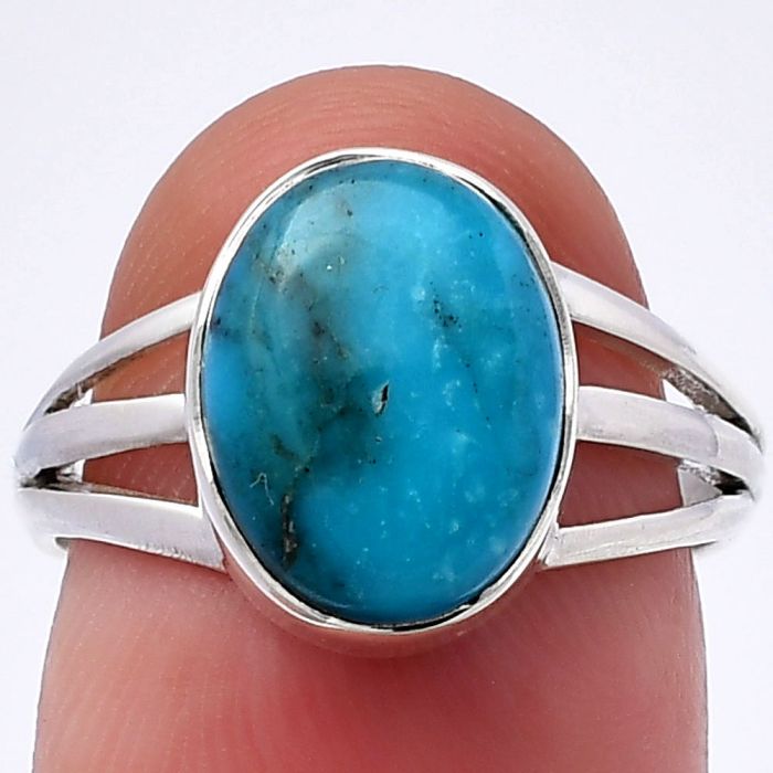 Natural Turquoise Morenci Mine Ring size-7 SDR218028 R-1003, 9x12 mm