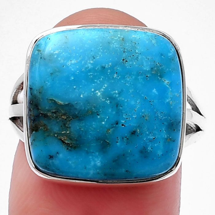 Natural Turquoise Morenci Mine Ring size-8.5 SDR218106 R-1003, 16x16 mm