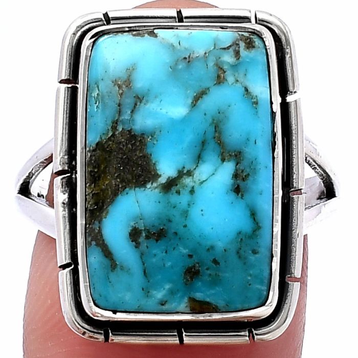 Natural Turquoise Morenci Mine Ring size-8.5 SDR218715 R-1012, 12x18 mm