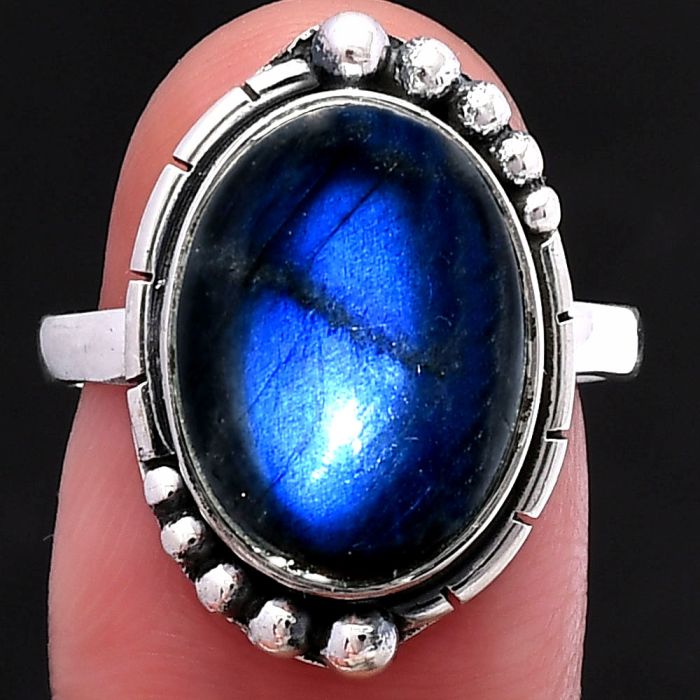 Blue Fire Labradorite Ring size-8 SDR219356 R-1078, 11x15 mm