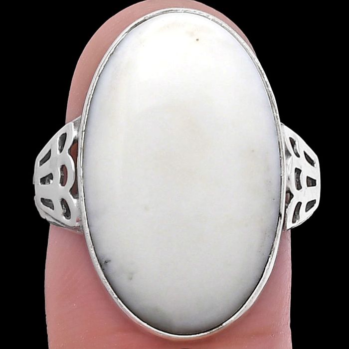 White Opal Ring size-8 SDR219415 R-1593, 14x22 mm