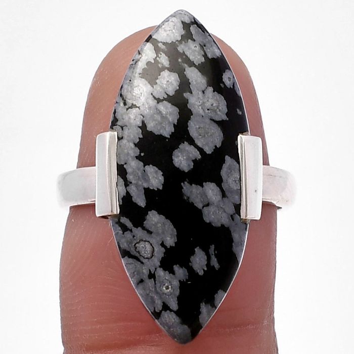 Snow Flake Obsidian Ring size-7 SDR220174 R-1173, 12x26 mm