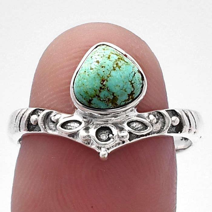 Natural Rare Turquoise Nevada Aztec Mt Ring size-8.5 SDR220270 R-1046, 7x7 mm