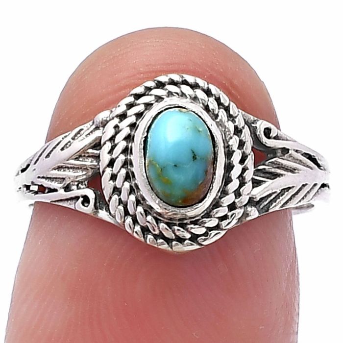 Natural Rare Turquoise Nevada Aztec Mt Ring size-7 SDR220597 R-1044, 4x6 mm